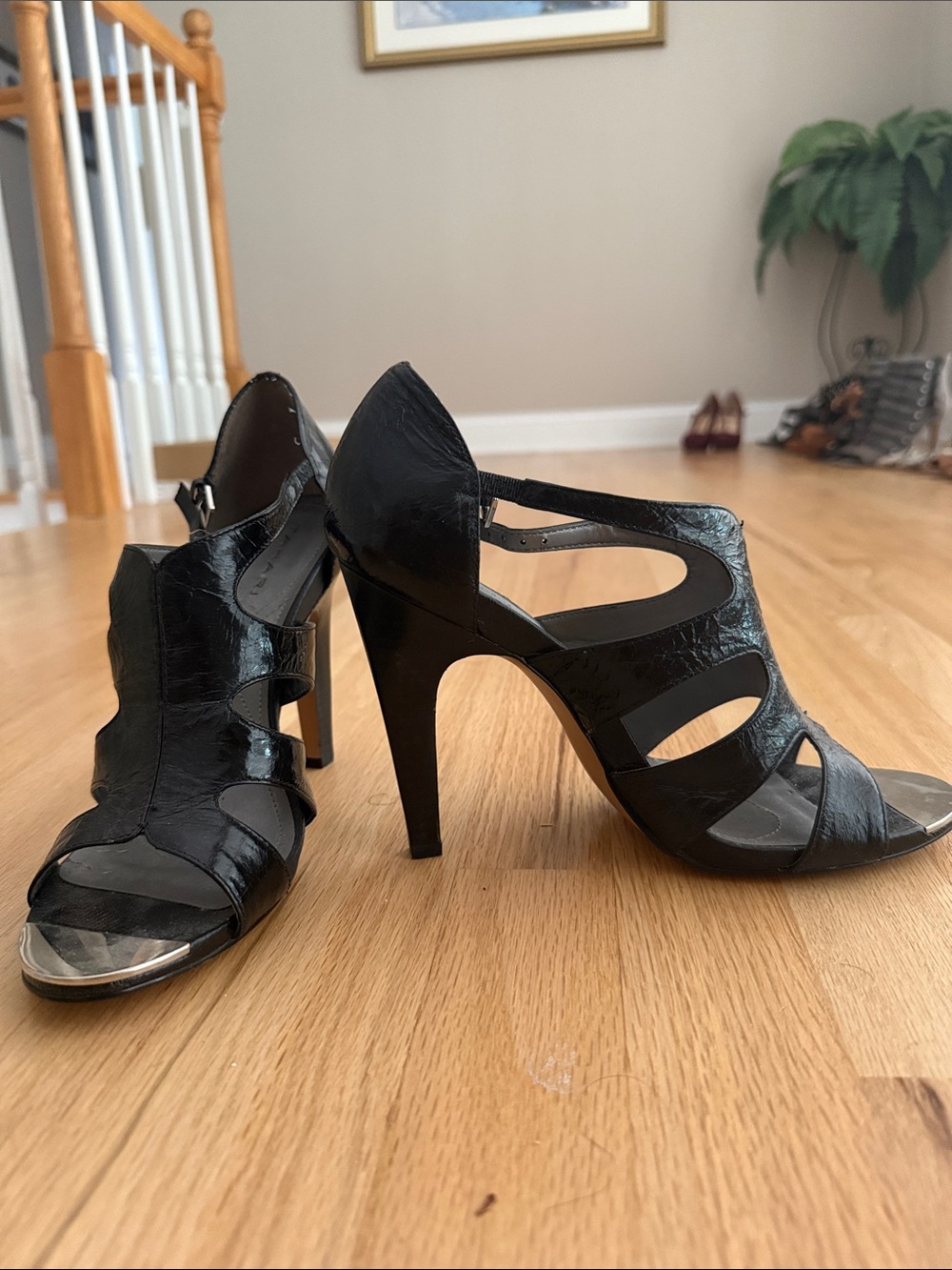Tahari Black Cutout Strappy High Heel Sandals